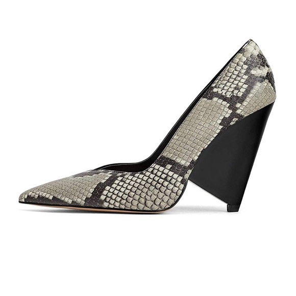 ZARA BNWT Asymmetric Heel Leather Animal Print Wedges - Picture 5 of 7